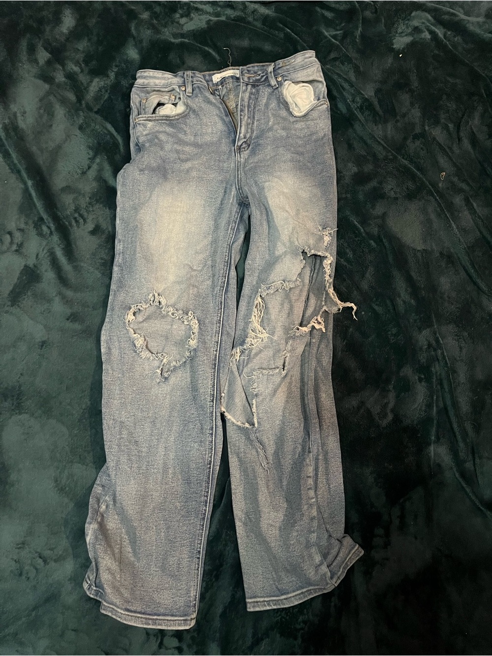 Womens Distressed Light Blue Jeans